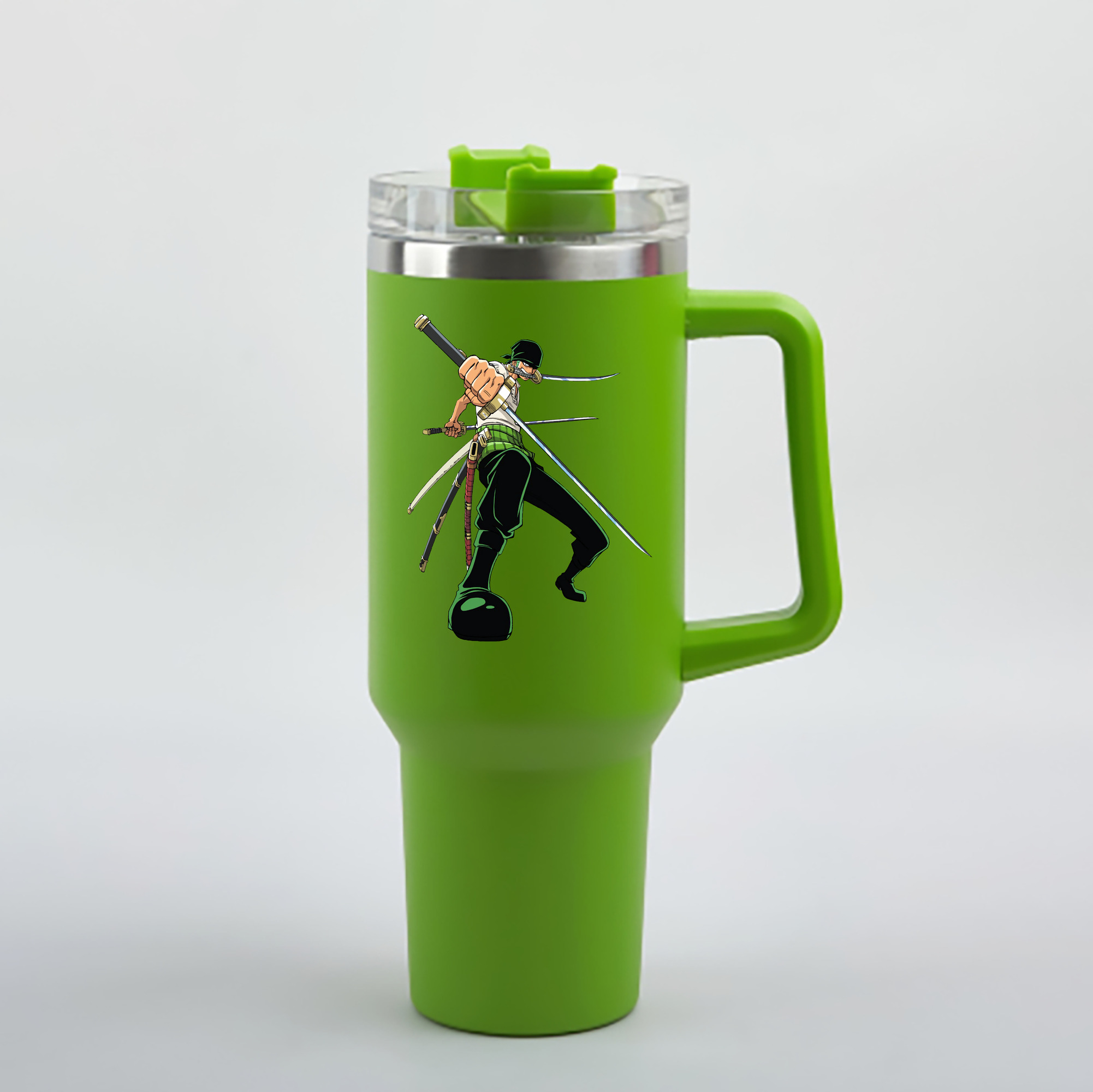 ワンピース ロロノア・ゾロ ONE PIECE Roronoa Zoro 1200mL車用タンブラー - クリスタルステッカー（プラスチックストロー付き）